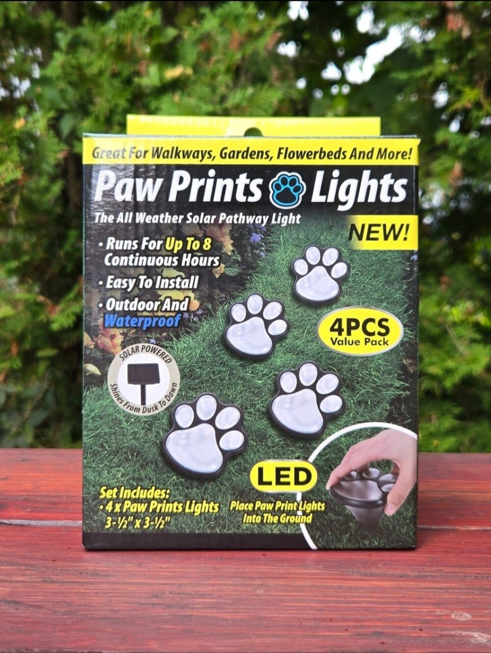 Paw Prints Solar Pathway Lights - 4 Lights